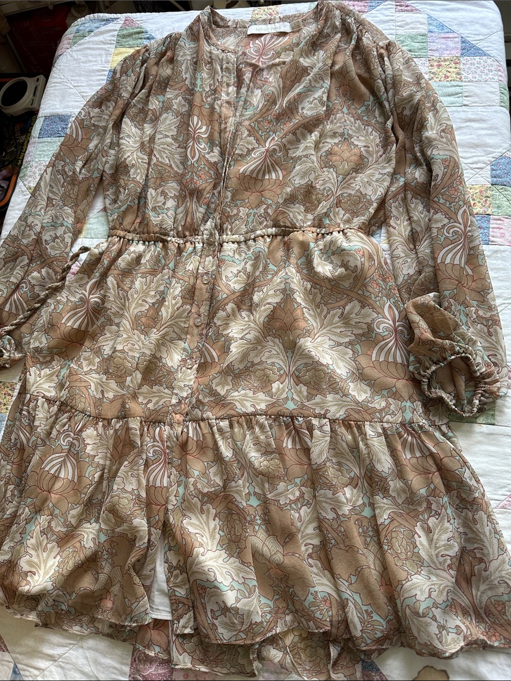 W—bishop + young Paisley Dress in Cream, Taupe & Mint